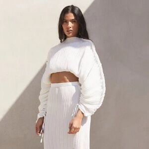 Cult Gaia Mala Pleated Top Size XS White